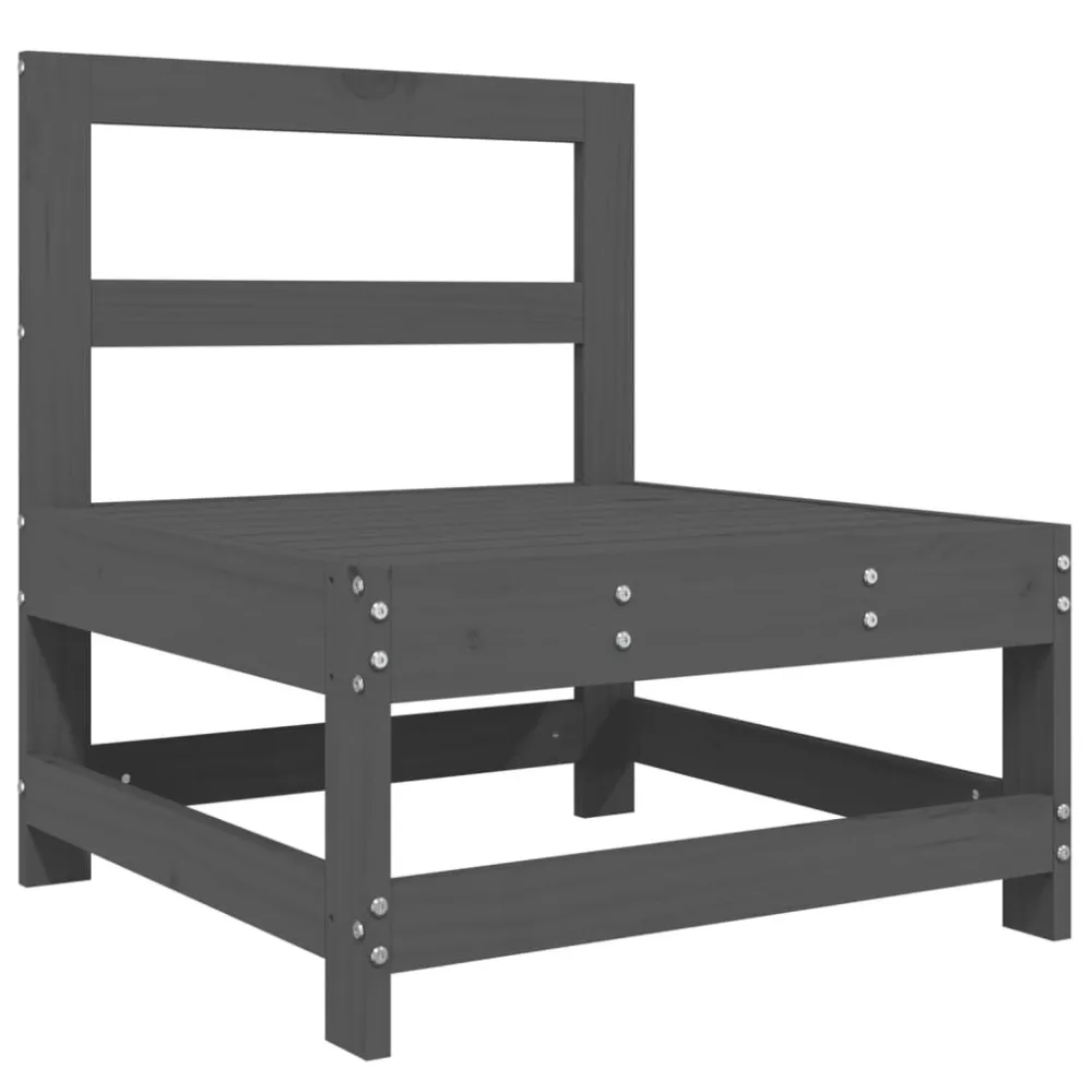 Divani Centrali da Giardino 2 pz Grigi Legno Massello di Pino Materiale Alluminio Anodizzato