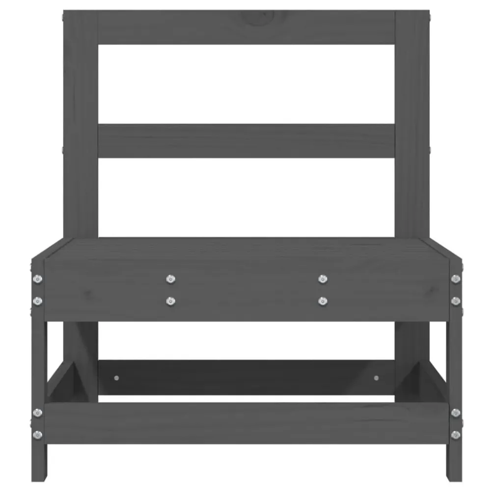 Divani Centrali da Giardino 2 pz Grigi Legno Massello di Pino Materiale Alluminio Anodizzato