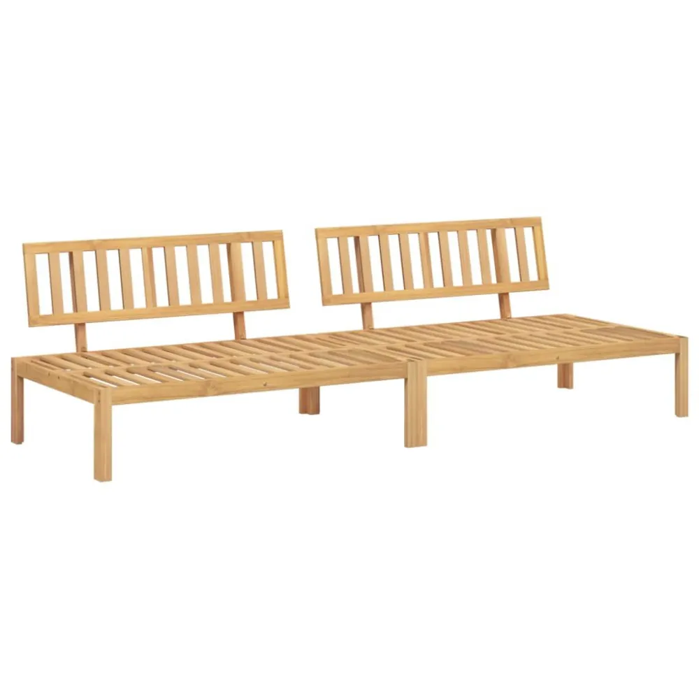 Divani Centrali da Giardino Pallet 2pz Legno Massello di Acacia con Rivestimento Tessuto