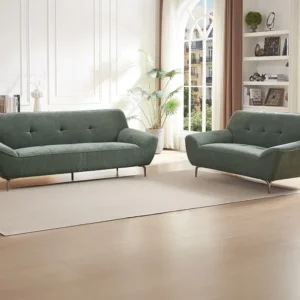 Divani 3 posti e 2 posti trapuntati Tessuto di colore Verde PAVULIA | Pieghevole e Leggera