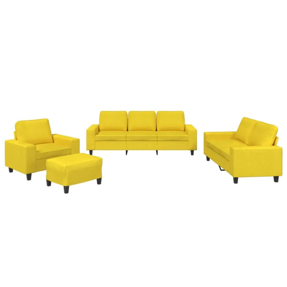 Panca Dondolo Set di Divani 4 pz Giallo Trasparente Tessuto