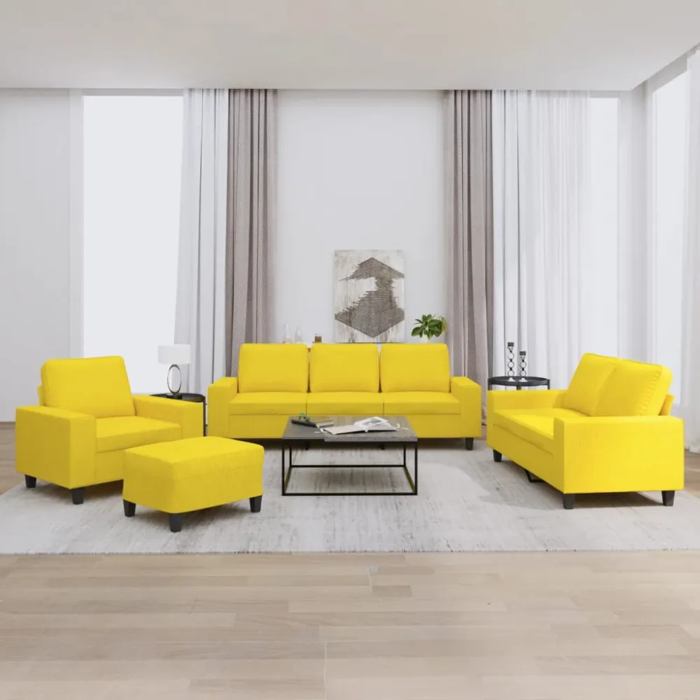 Panca Dondolo Set di Divani 4 pz Giallo Trasparente Tessuto