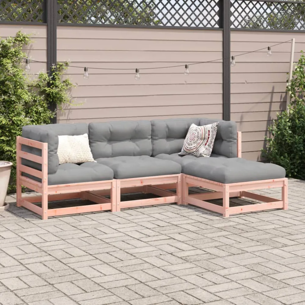 Panca Dondolo Set Divani da Giardino 4 pz Legno Massello Abete Douglas
