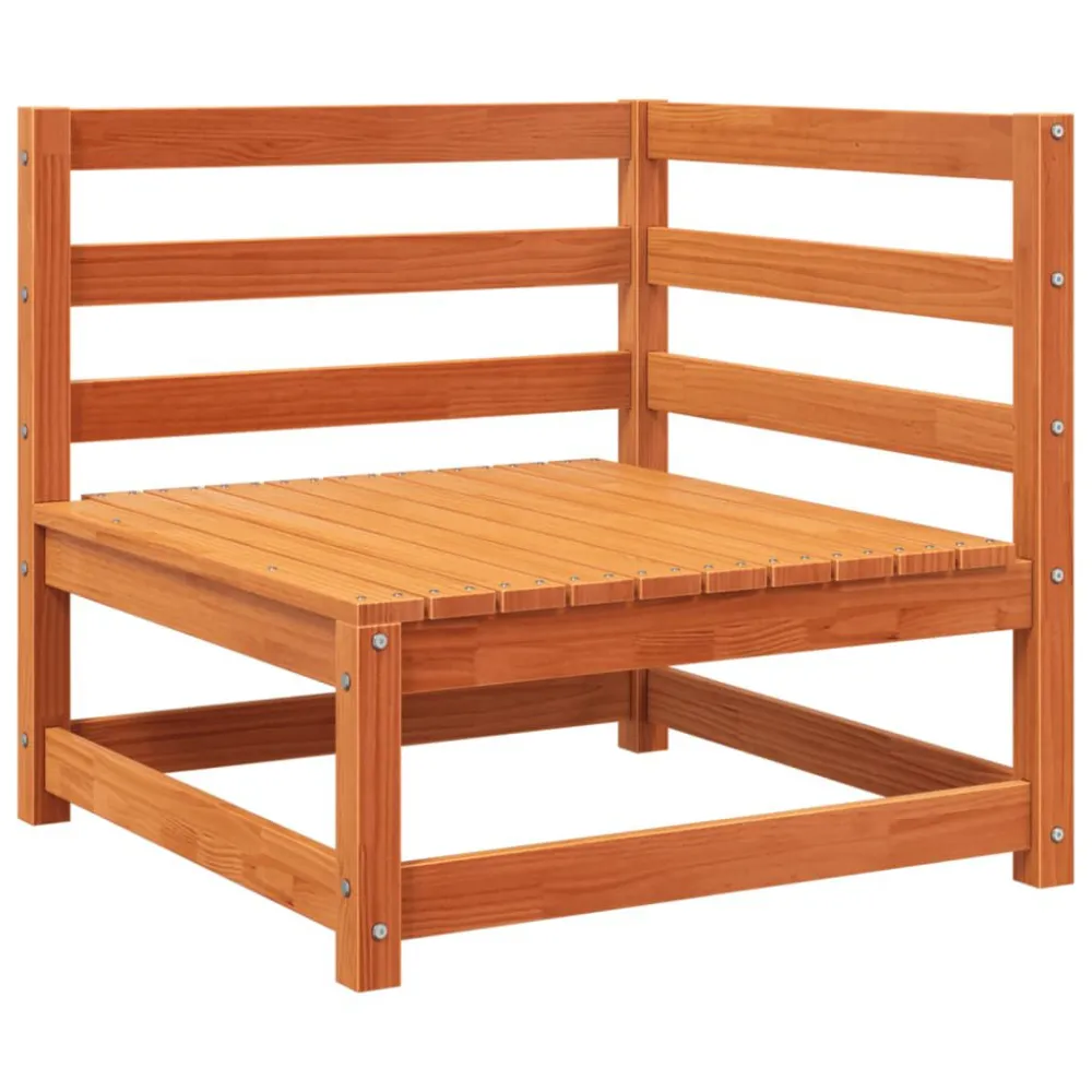Panca Dondolo Set Divani da Giardino 4 pz Marrone Cera Legno Massello di Pino
