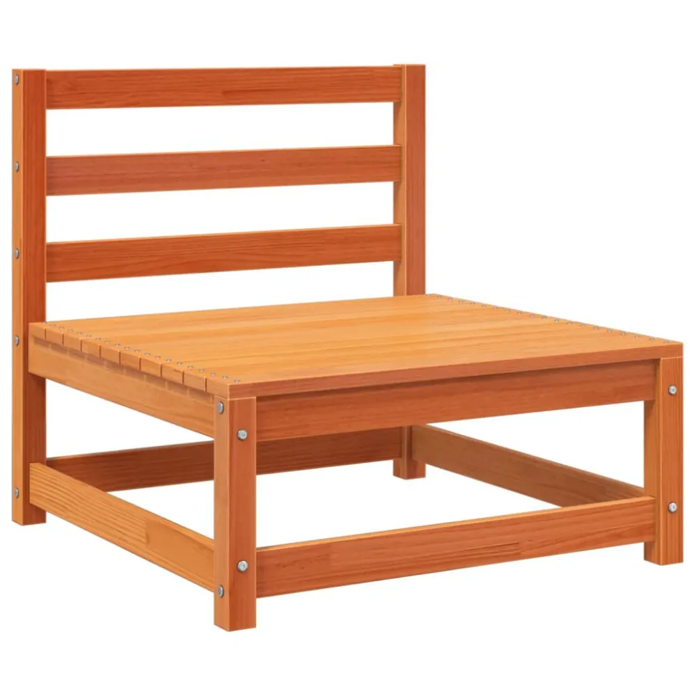 Panca Dondolo Set Divani da Giardino 4 pz Marrone Cera Legno Massello di Pino