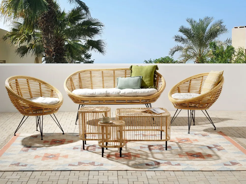 Panca Dondolo Set di divani MARATEA/CESENATICO Rattan Naturale