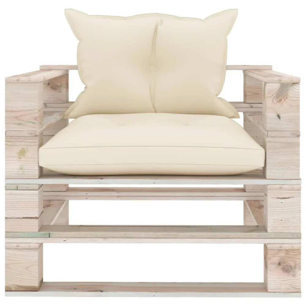 Poltrona Dondolo Poltrona da Giardino Pallet con Cuscini Crema Legno di Pino