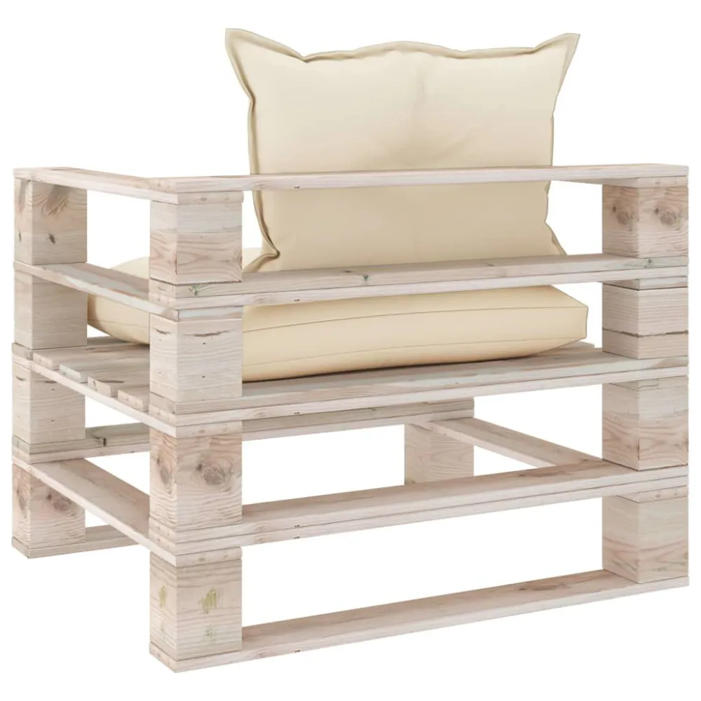 Poltrona Dondolo Poltrona da Giardino Pallet con Cuscini Crema Legno di Pino