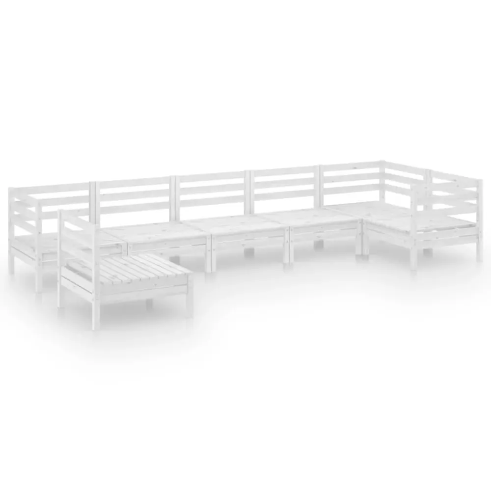 Poltrona Dondolo Set Divani da Giardino 7 pz Legno Massello di Pino Bianco