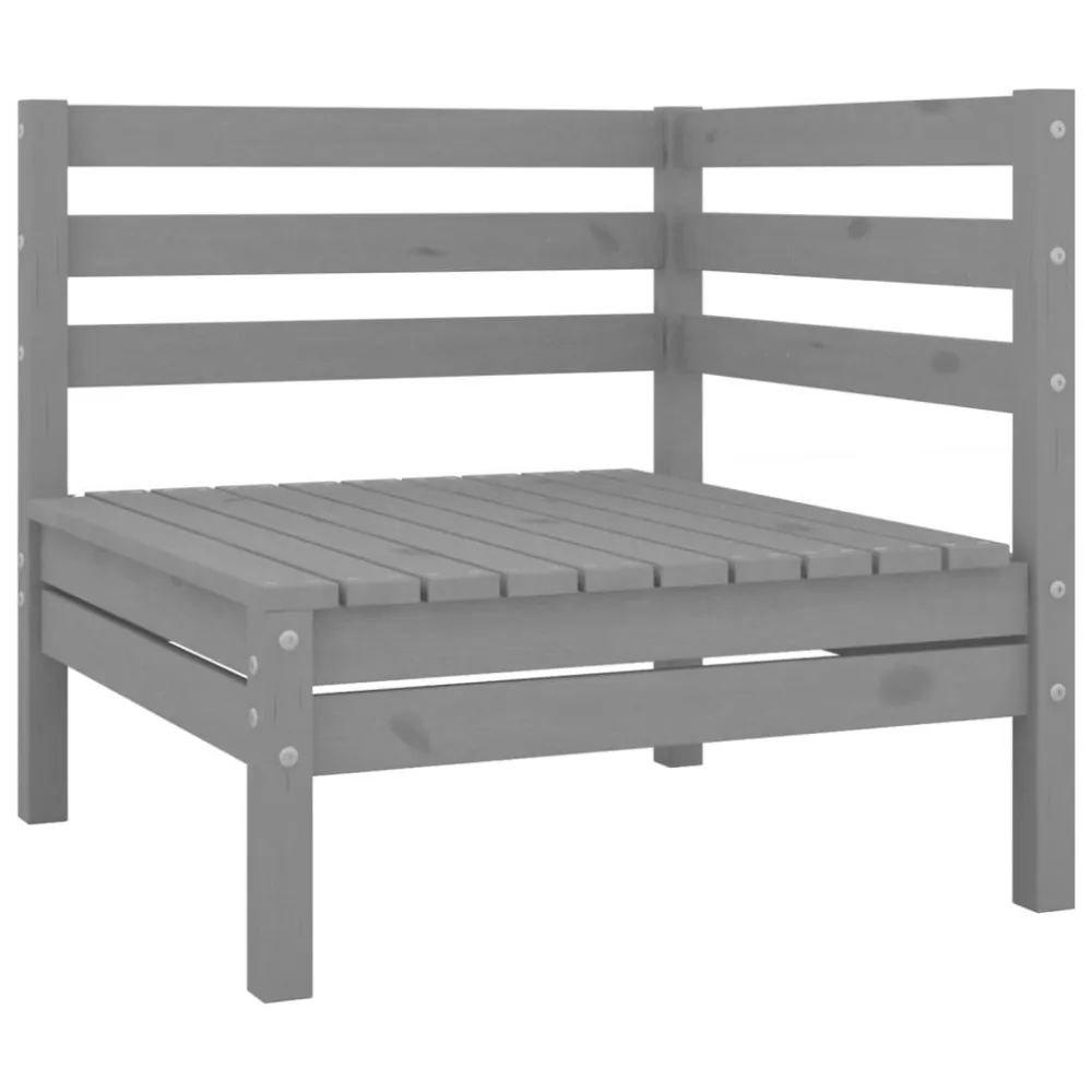 Poltrona Dondolo Set Divani da Giardino 6 pz Legno Massello di Pino Grigio