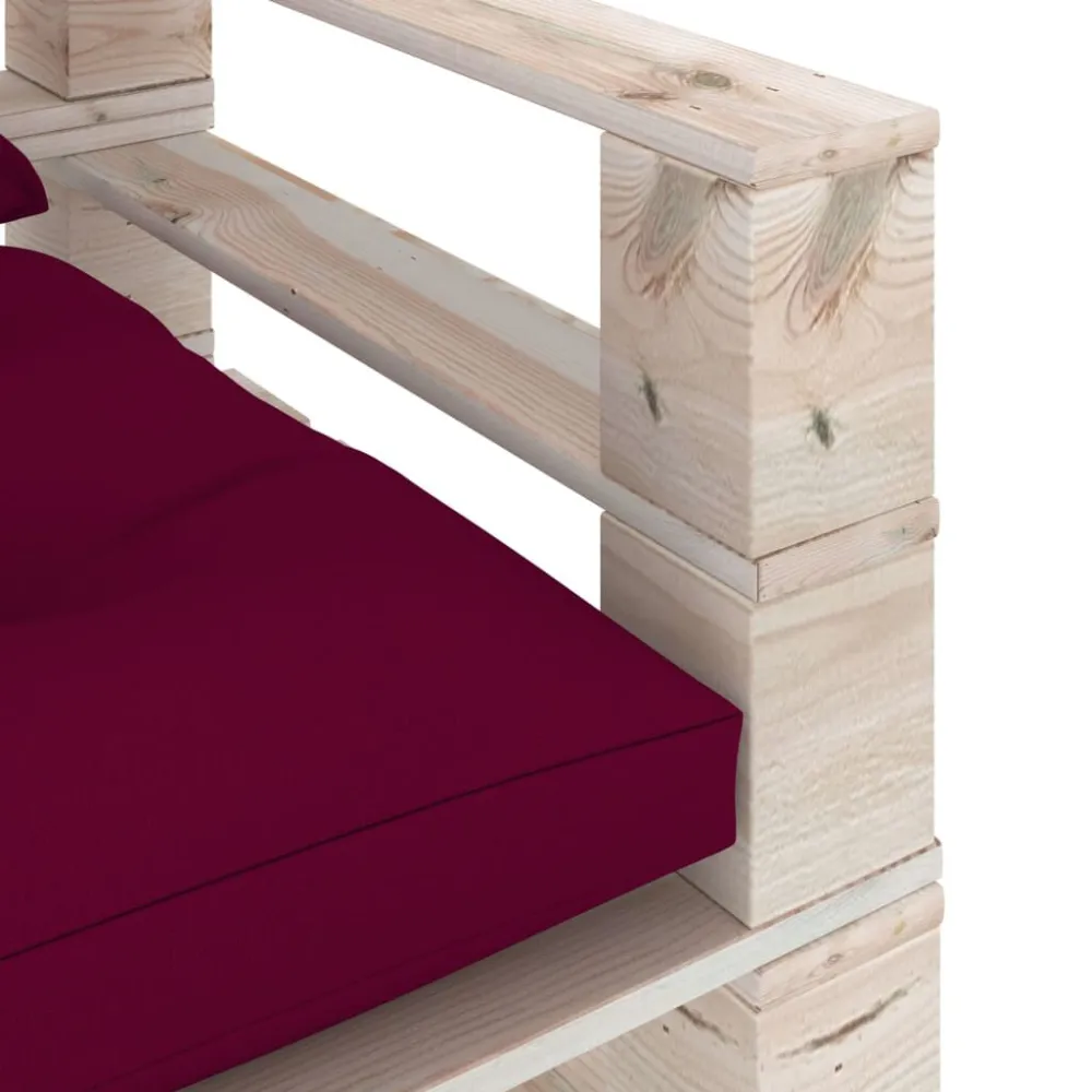 Poltrona Giardino Pallet con Cuscini Rosso Vino Legno di Pino per Giardino e Spiaggia