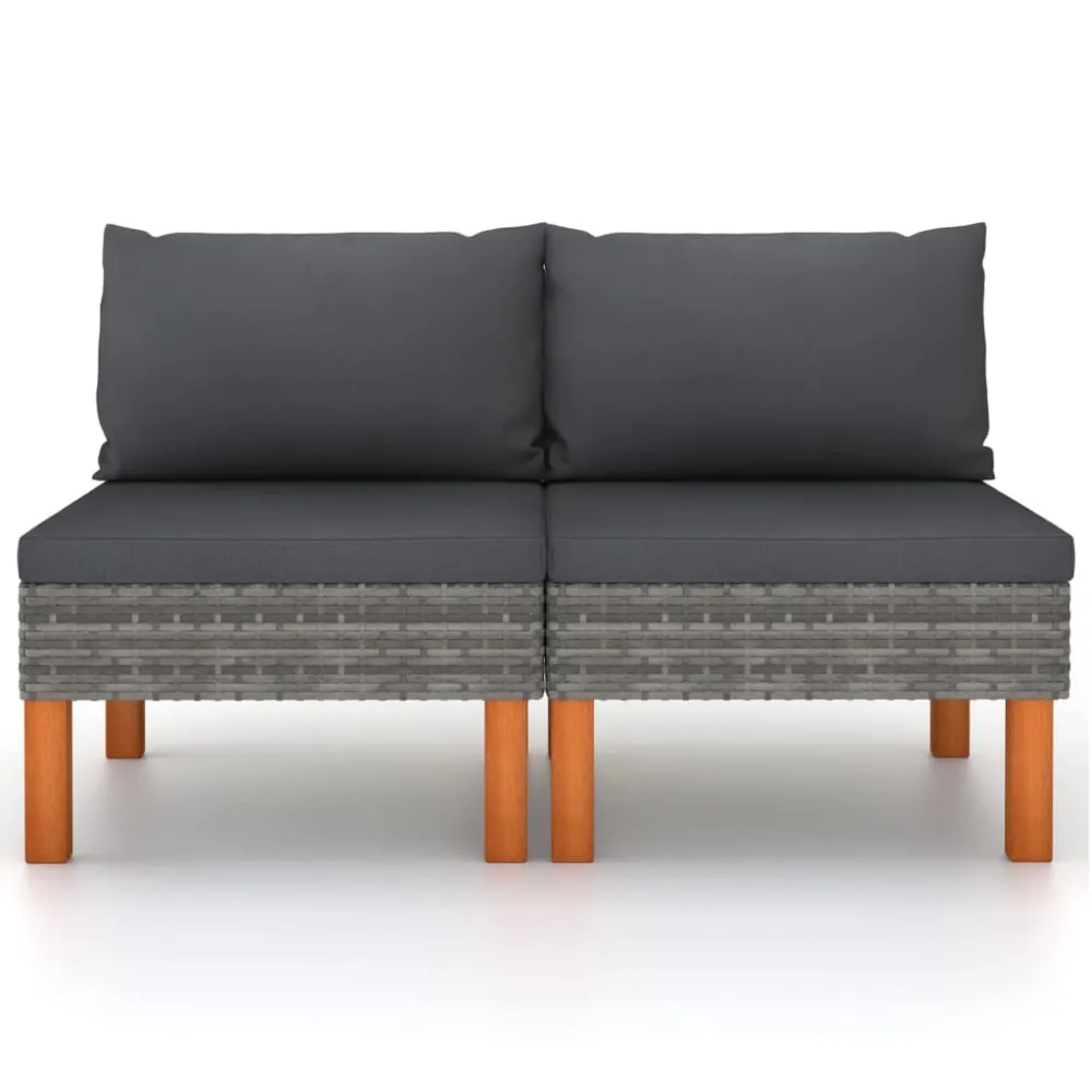 Poltrona Girevole Divani Centrali 2 pz Polyrattan e Legno Massello di Eucalipto
