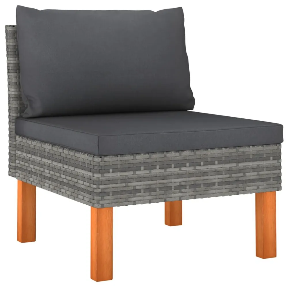 Poltrona Girevole Divani Centrali 2 pz Polyrattan e Legno Massello di Eucalipto