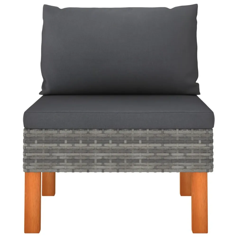 Poltrona Girevole Divani Centrali 2 pz Polyrattan e Legno Massello di Eucalipto
