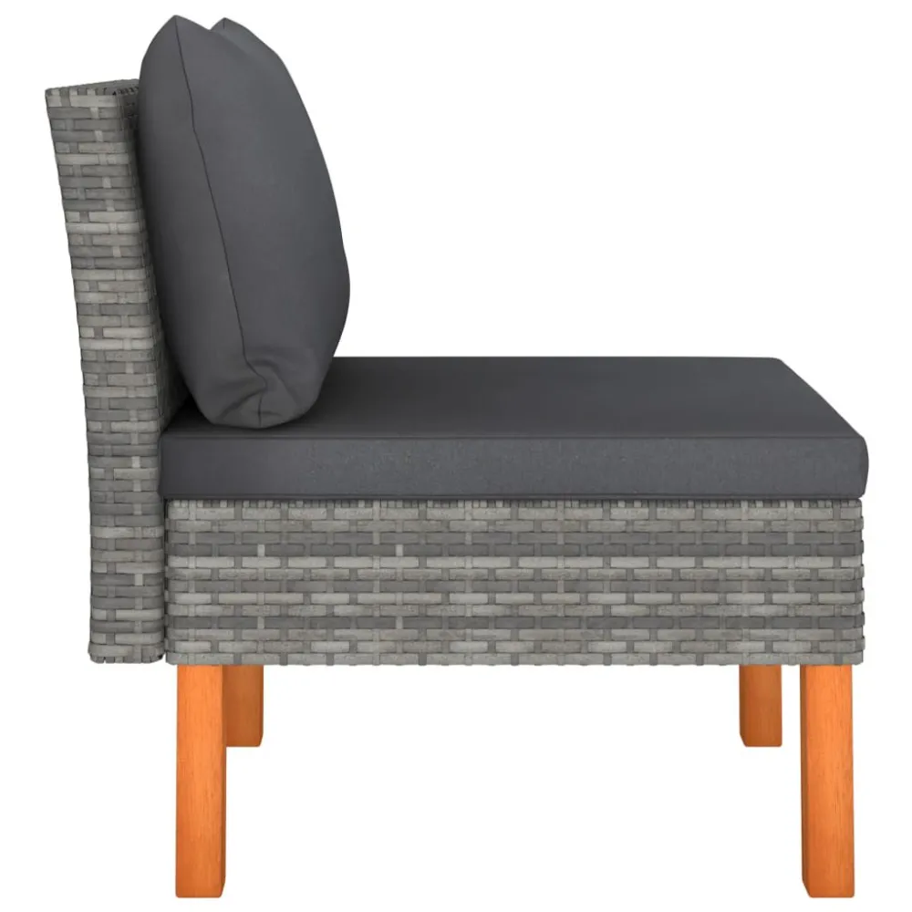 Poltrona Girevole Divani Centrali 2 pz Polyrattan e Legno Massello di Eucalipto