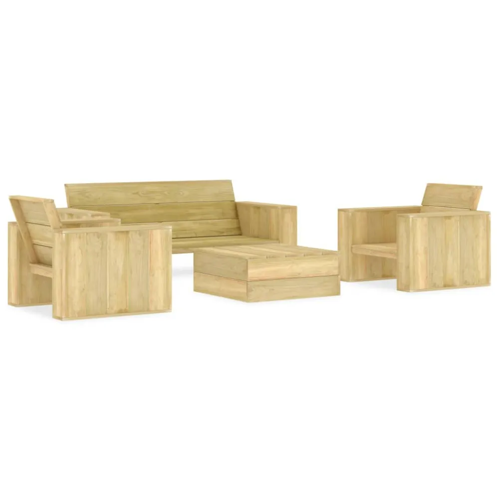 Poltrona Girevole Set Divani da Giardino 4 pz Legno di Pino Impregnato