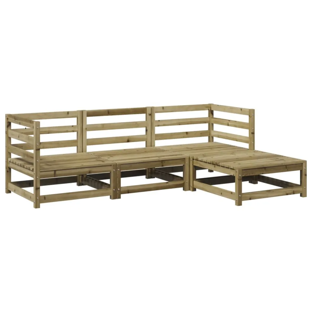 Poltrona Girevole Set Divani da Giardino 4 pz Legno Impregnato di Pino
