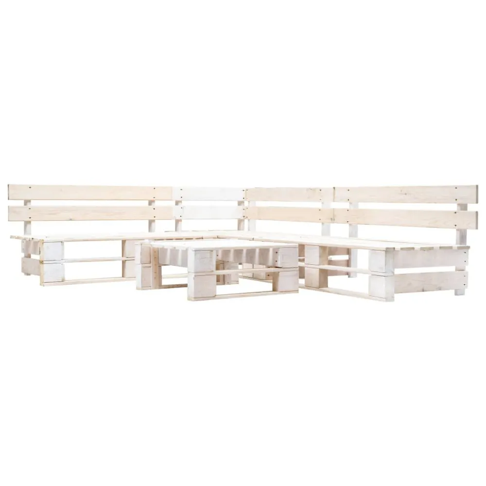 Poltrona Girevole Set Divani da Giardino su Pallet 4 pz Legno Bianco