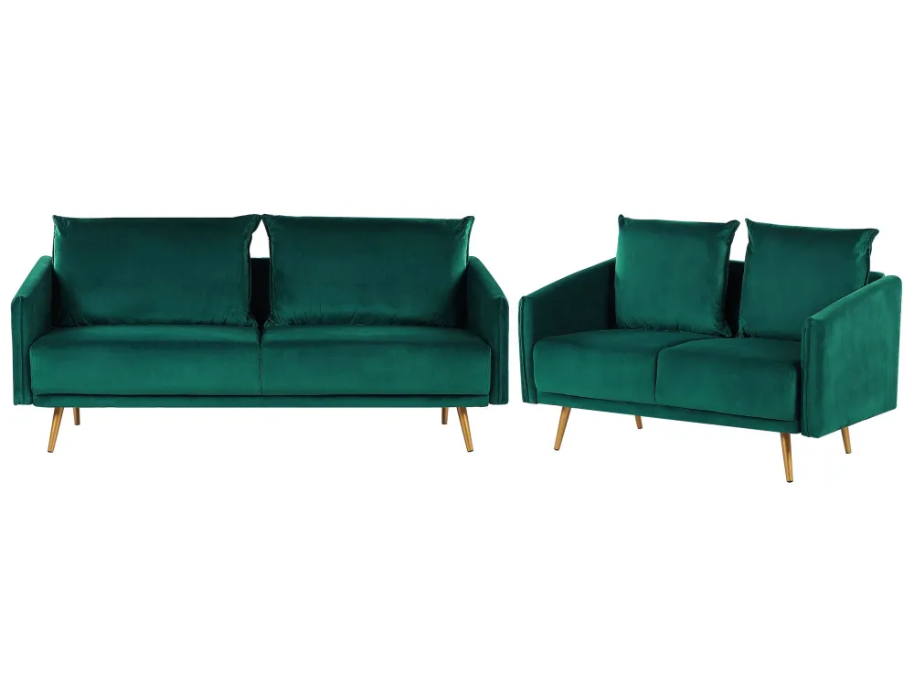 Poltrona Girevole Set divani velluto verde smeraldo 5 posti MAURA