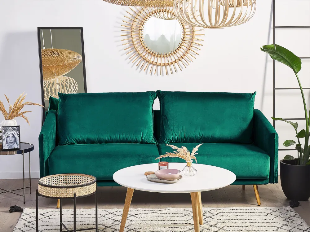 Poltrona Girevole Set divani velluto verde smeraldo 5 posti MAURA