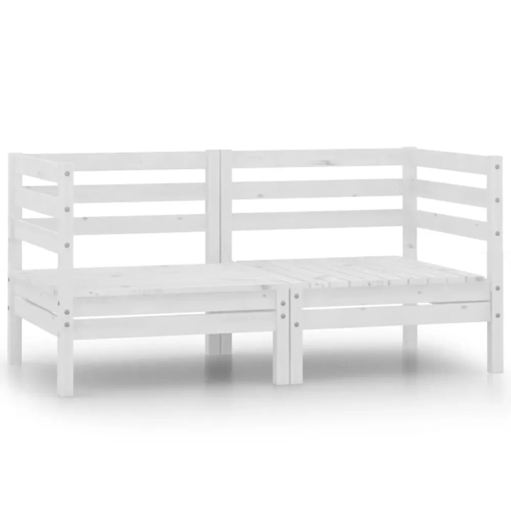 Premium Resina Sintetica Divani Angolari da Giardino 2 pz Massello di Pino Bianco