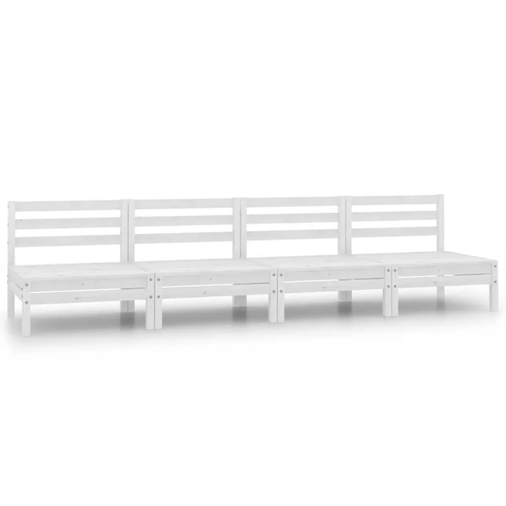 Premium Resina Sintetica Divani Centrali da Giardino 4 pz Massello di Pino Bianco