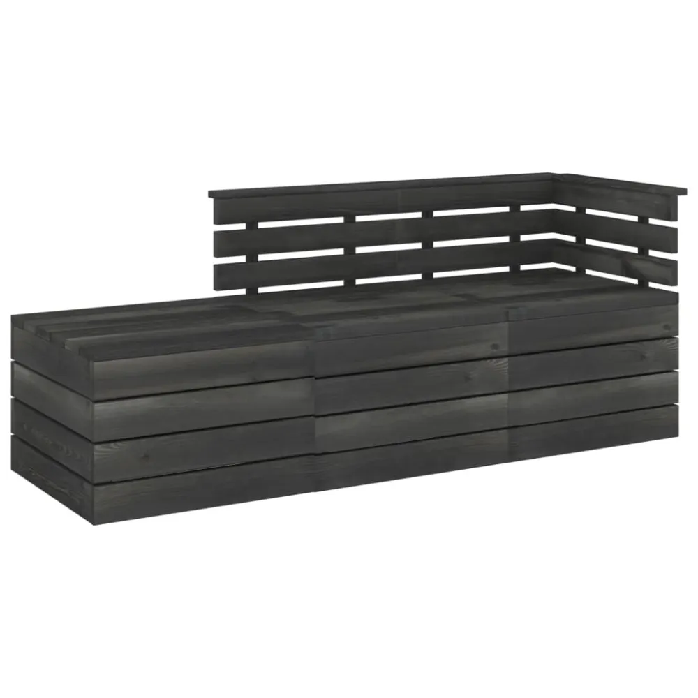 Premium Resina Sintetica Set Divani da Giardino su Pallet 3 pz Legno Pino Grigio Tenebroso