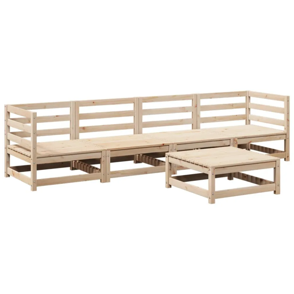 Premium Resina Sintetica Set Divani da Giardino 5 pz Legno Massello di Pino