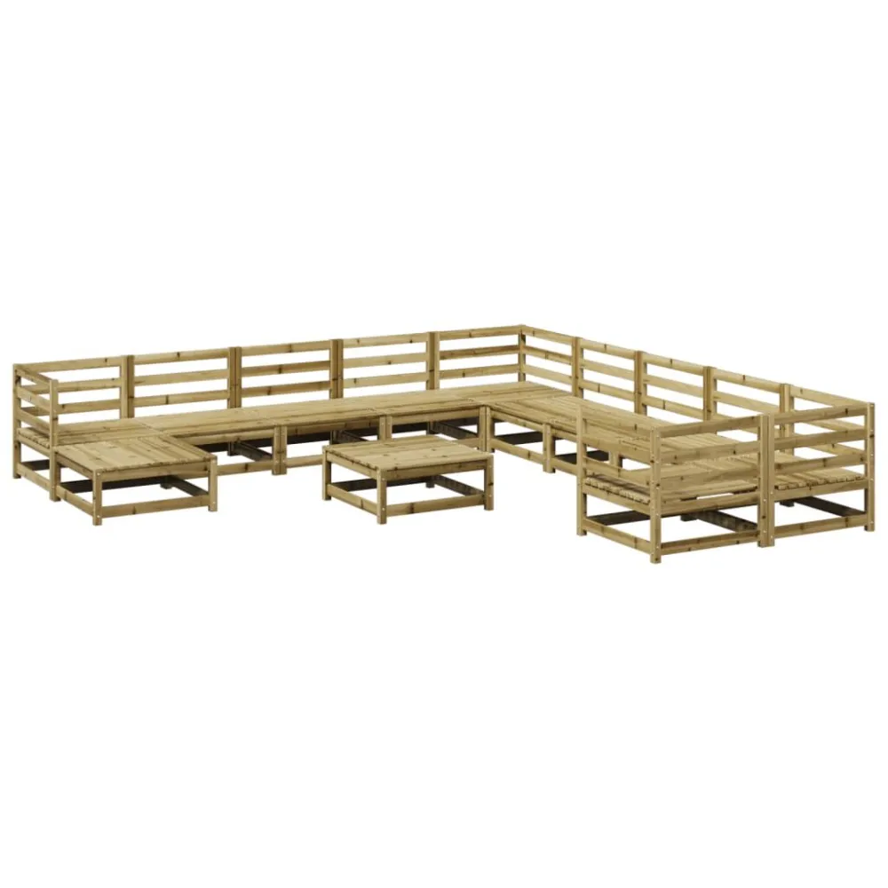 Premium Resina Sintetica Set Divani da Giardino 12 pz Legno Impregnato di Pino