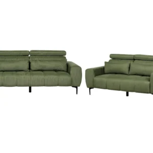 Premium Resina Sintetica Set di divani 5 posti tessuto verde VEGAMO