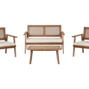 Sedia con Braccioli Set di divani ARENELLA Legno d'acacia certificato FSC® Beige evidente