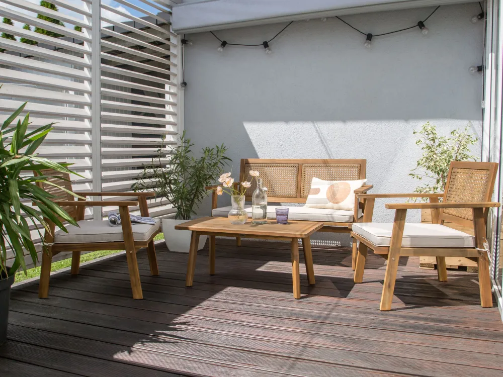 Sedia con Braccioli Set di divani ARENELLA Legno d'acacia certificato FSC® Beige evidente