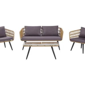Sedia con Braccioli Set di divani FOBELLO Rattan sintetico Panna