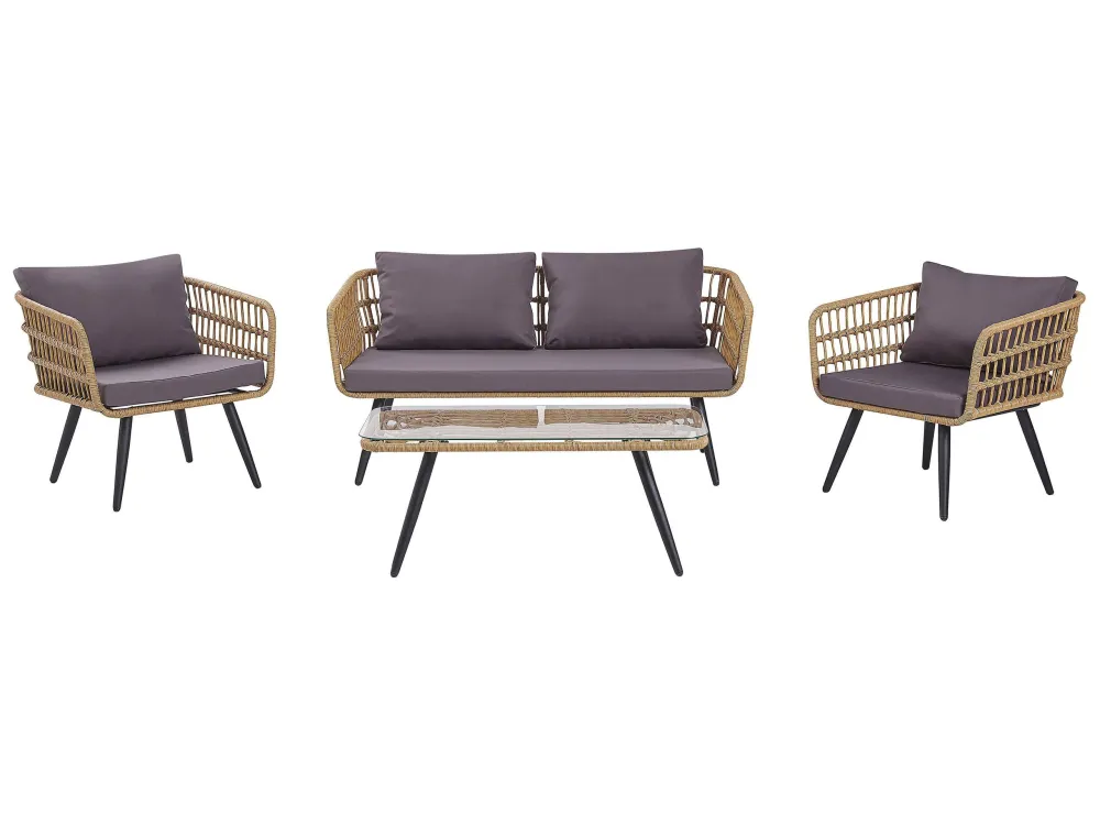 Sedia con Braccioli Set di divani FOBELLO Rattan sintetico Panna