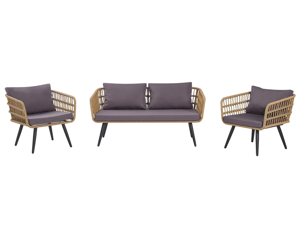 Sedia con Braccioli Set di divani FOBELLO Rattan sintetico Panna