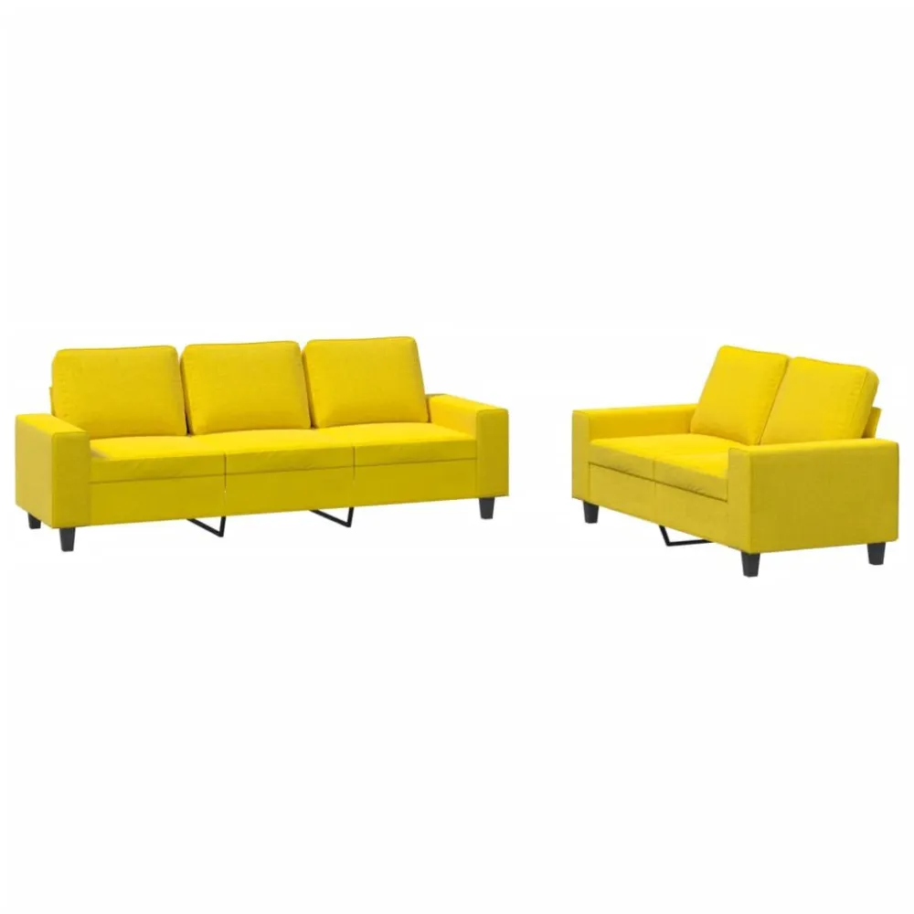Sedia con Braccioli Set di Divani 2 pz Giallo Palese Tessuto
