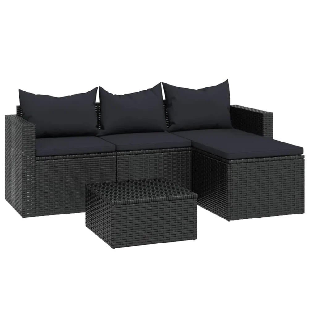 Sedia con Braccioli Set Divani da Giardino Nero Polyrattan