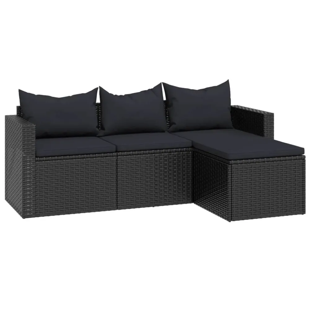 Sedia con Braccioli Set Divani da Giardino Nero Polyrattan