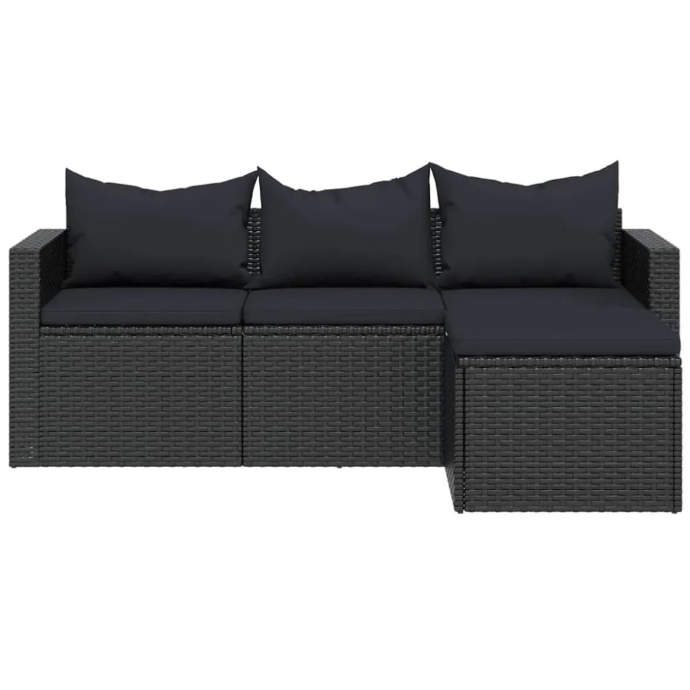 Sedia con Braccioli Set Divani da Giardino Nero Polyrattan