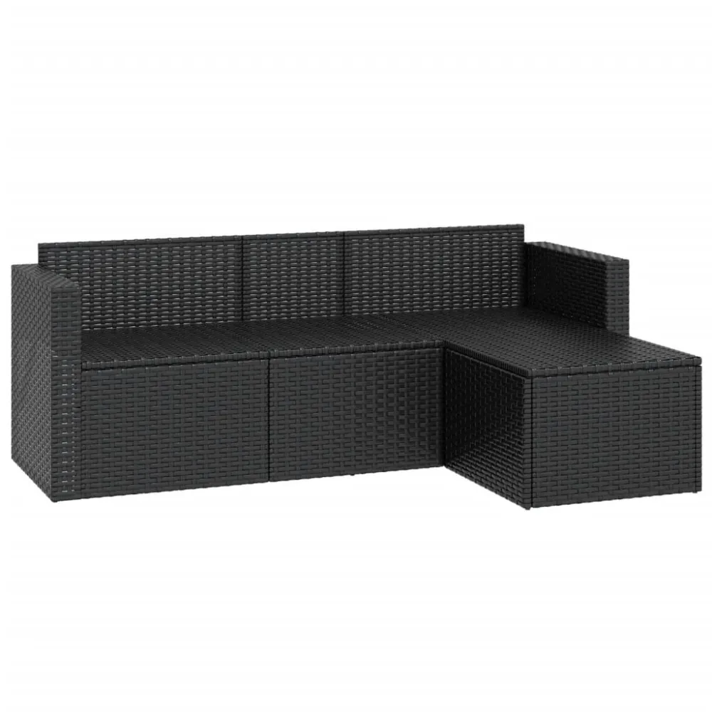 Sedia con Braccioli Set Divani da Giardino Nero Polyrattan