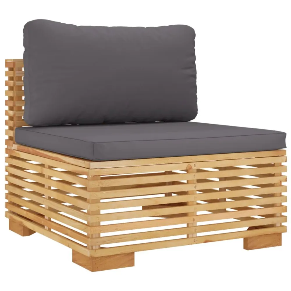 Sedia con Braccioli Set Divani da Giardino 9 pz con Cuscini Legno Massello di Teak