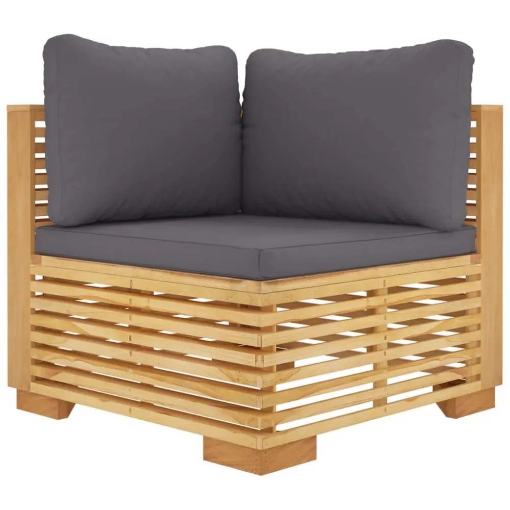 Sedia con Braccioli Set Divani da Giardino 9 pz con Cuscini Legno Massello di Teak