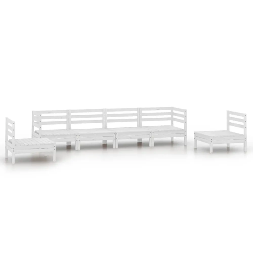 Sedia con Braccioli Set Divani da Giardino 6 pz Bianco Legno Massello di Pino