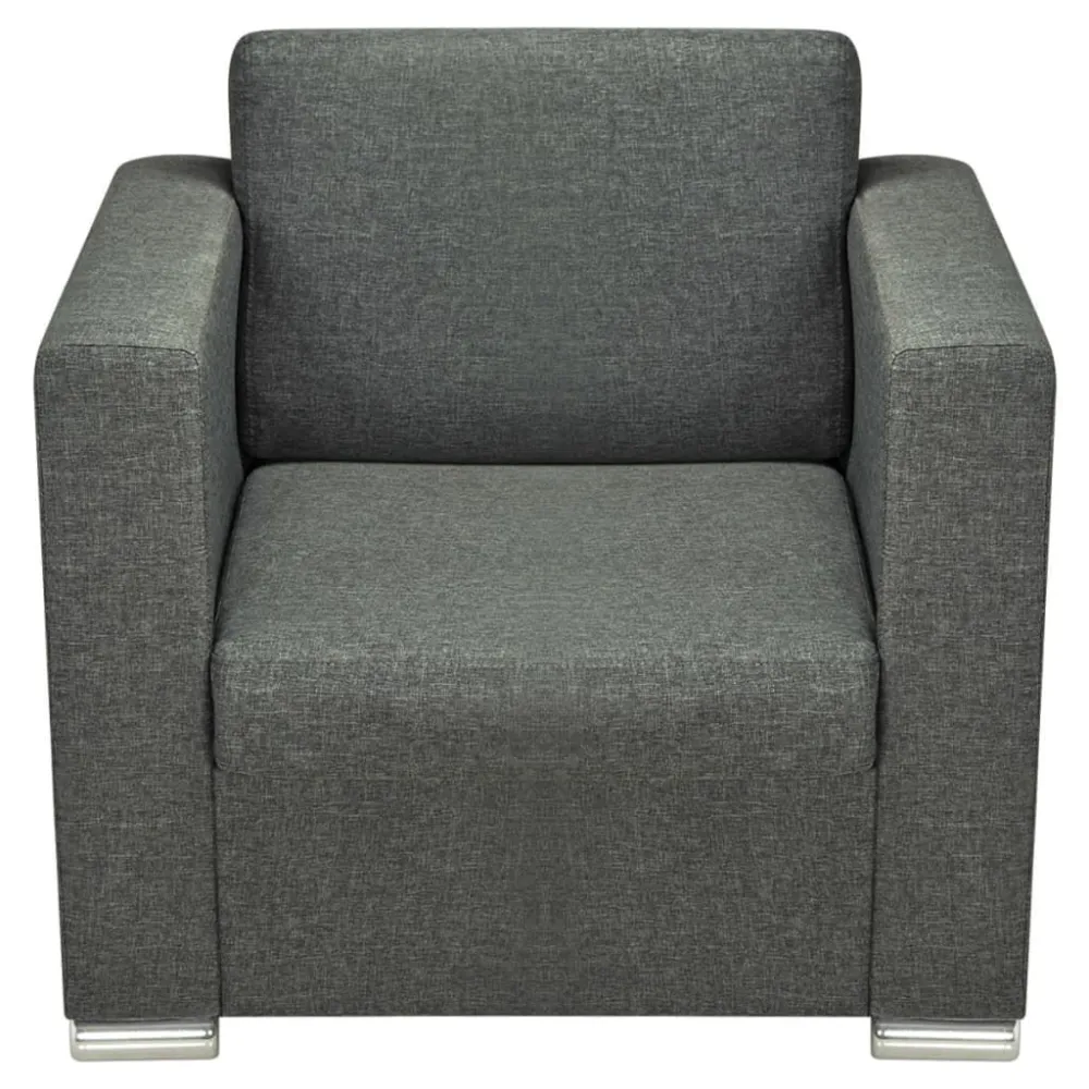 Sedia con Braccioli 3 Pz Set di Divani Stoffa Grigio Fosco