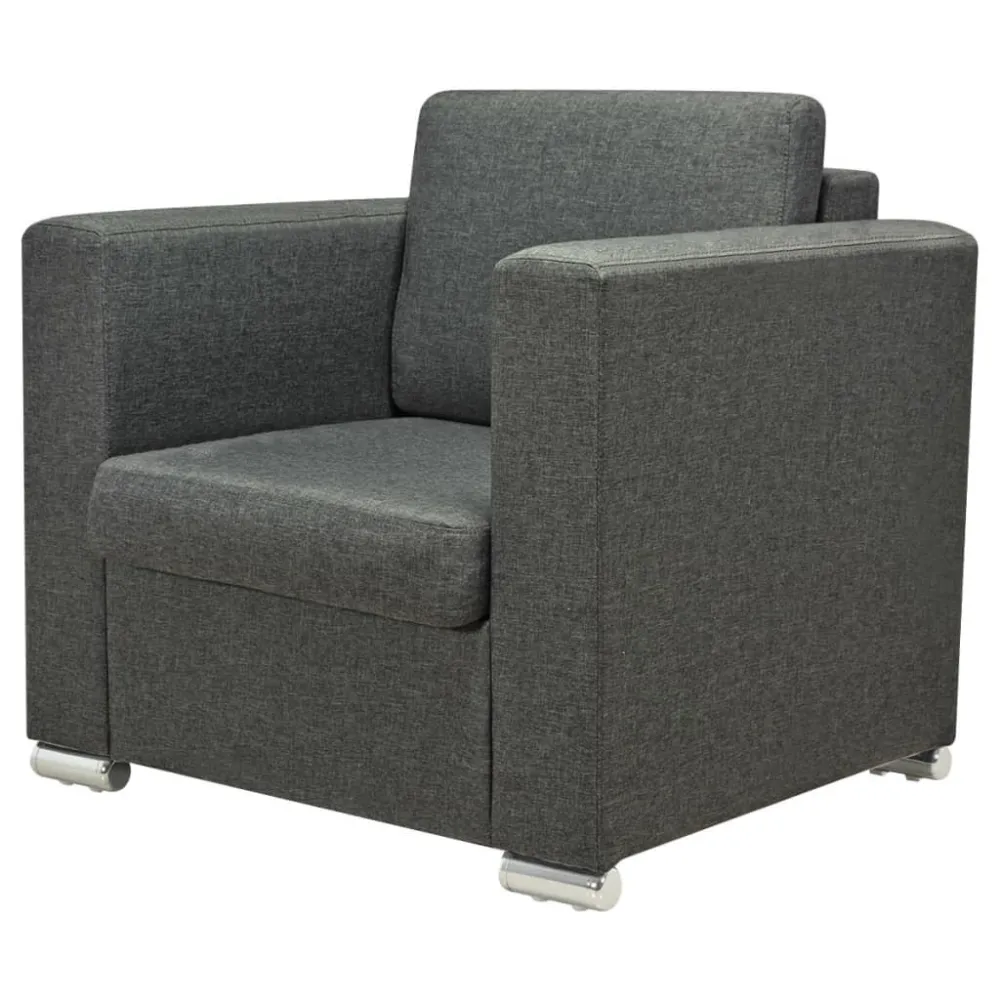 Sedia con Braccioli 3 Pz Set di Divani Stoffa Grigio Fosco