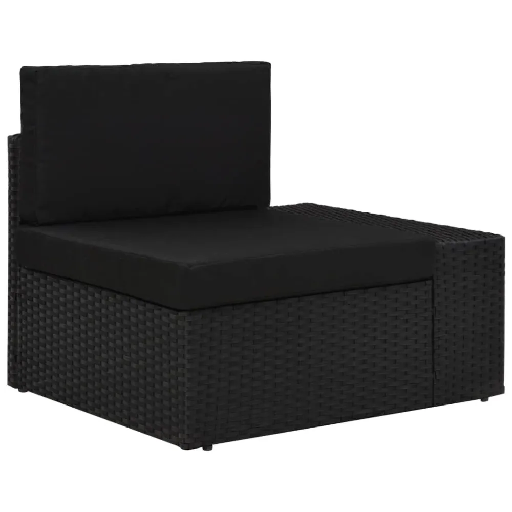 Sedia da Giardino Set Divani da Giardino 5 pz Polyrattan Nero