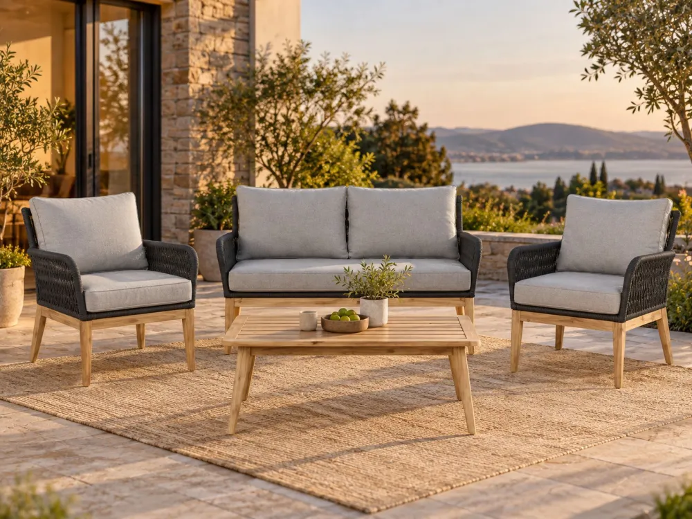 Sedia da Giardino Set di divani MERANO Legno d'acacia Grigio