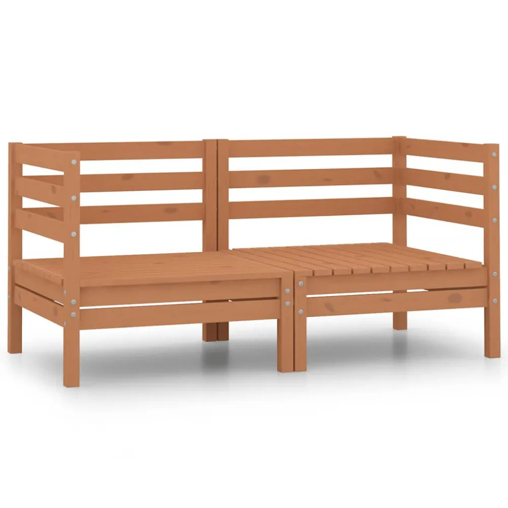 Sedia Pieghevole Divani Angolari da Giardino 2pz Ambrati Legno Massello di Pino