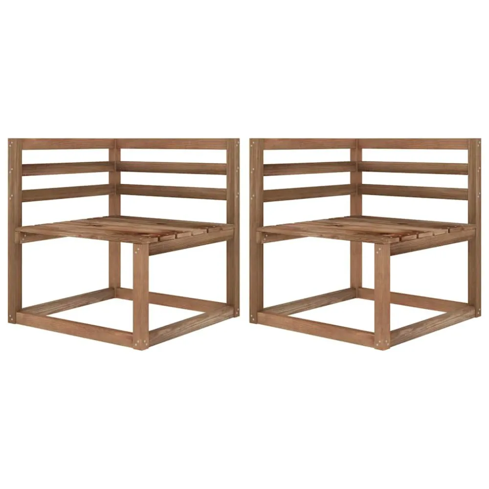 Sedia Pieghevole Divani Angolari Pallet da Giardino 2 pz Marrone Pino Impregnato