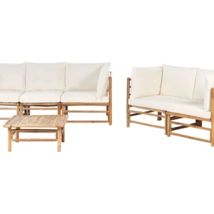 Sedia Pieghevole Set di divani CERRETO Legno di bambù Bianco macchiato